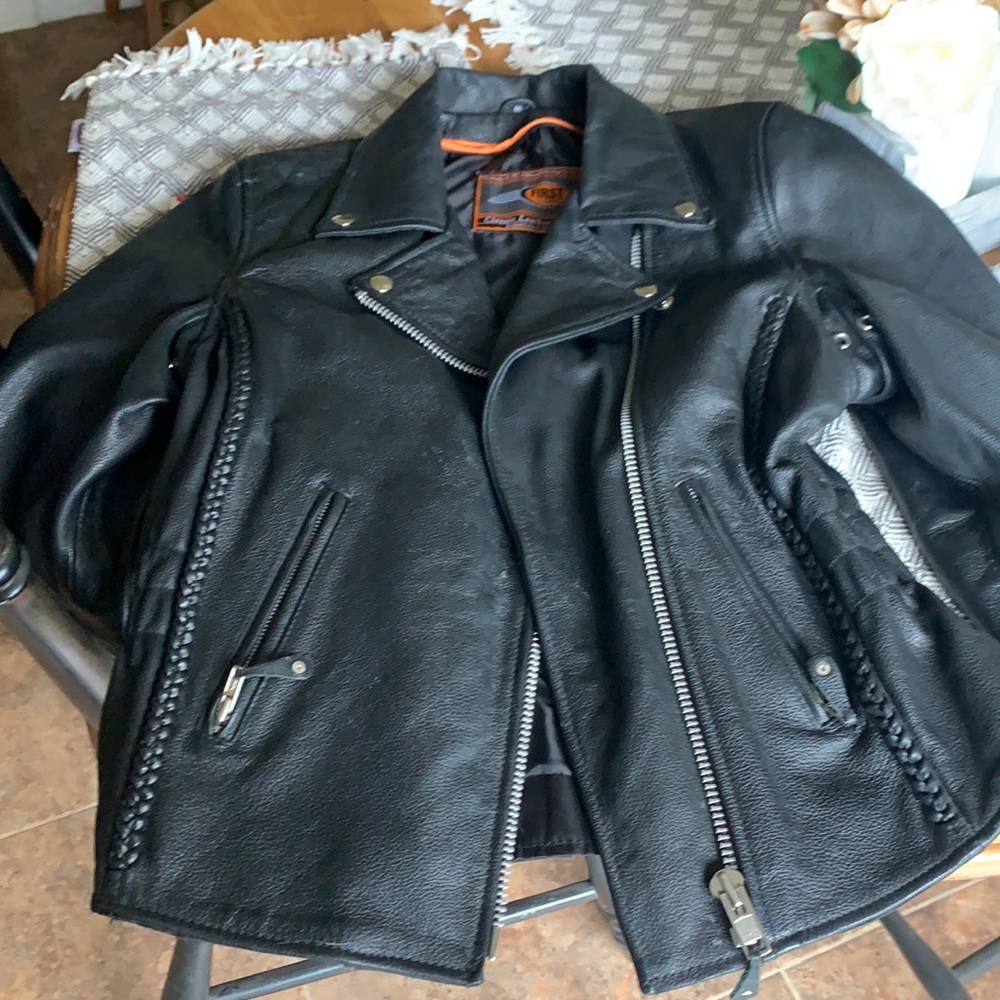 Black leather jacket motorcycle jacket
